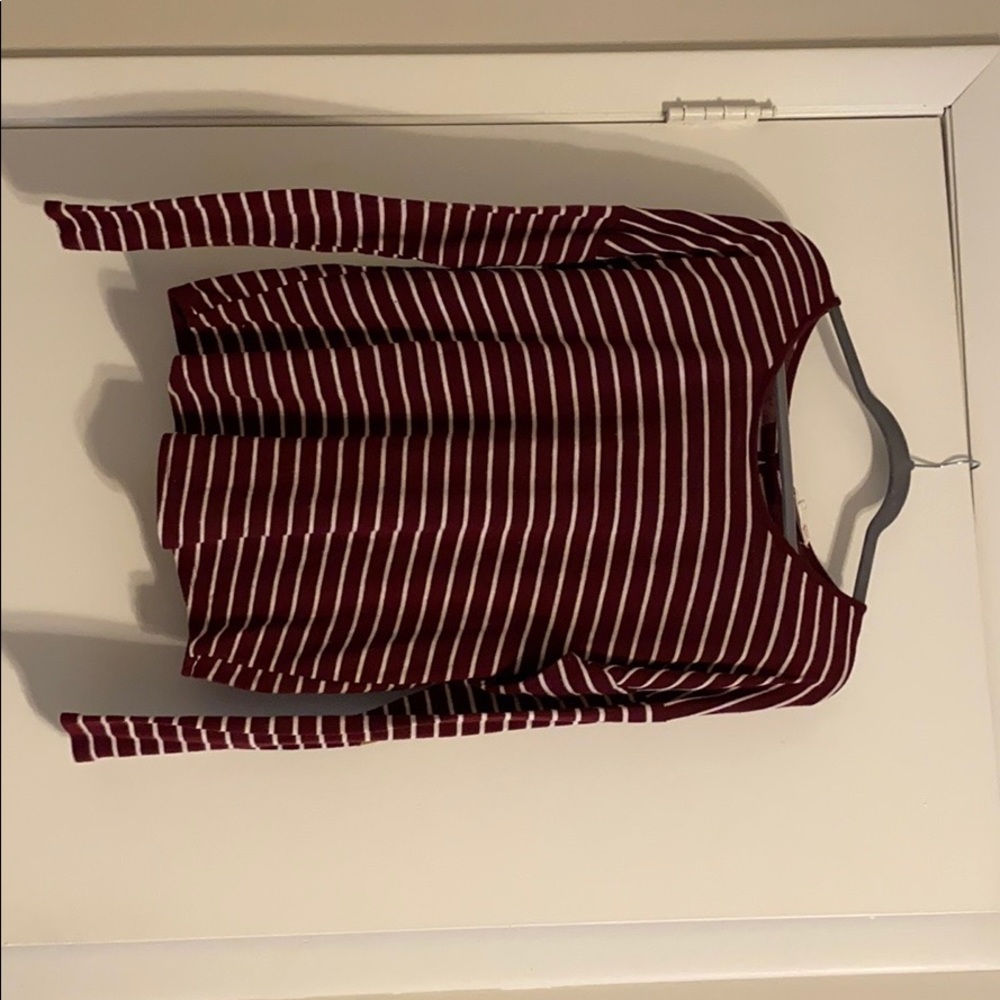 Long-sleeve, striped, open back shirt